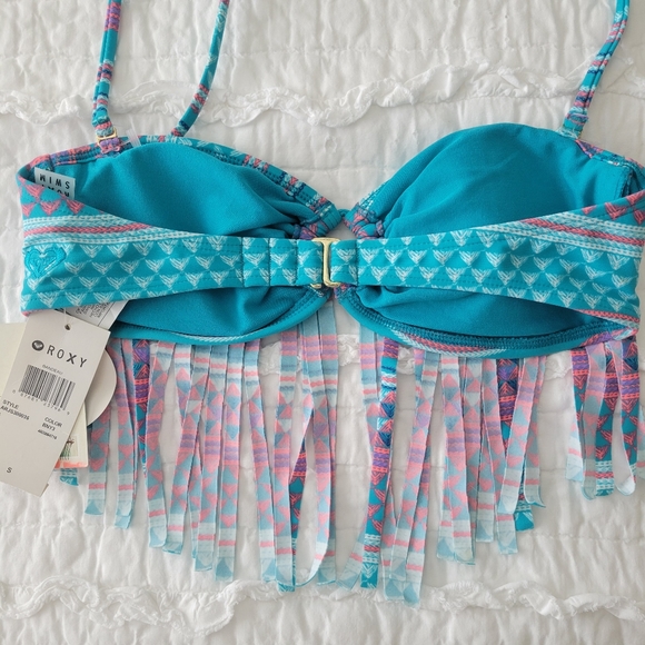 ROXY Fringe Bohemian Aztec Bandeau Bikini Top S NWT Festival Ready Convertible - Picture 4 of 11
